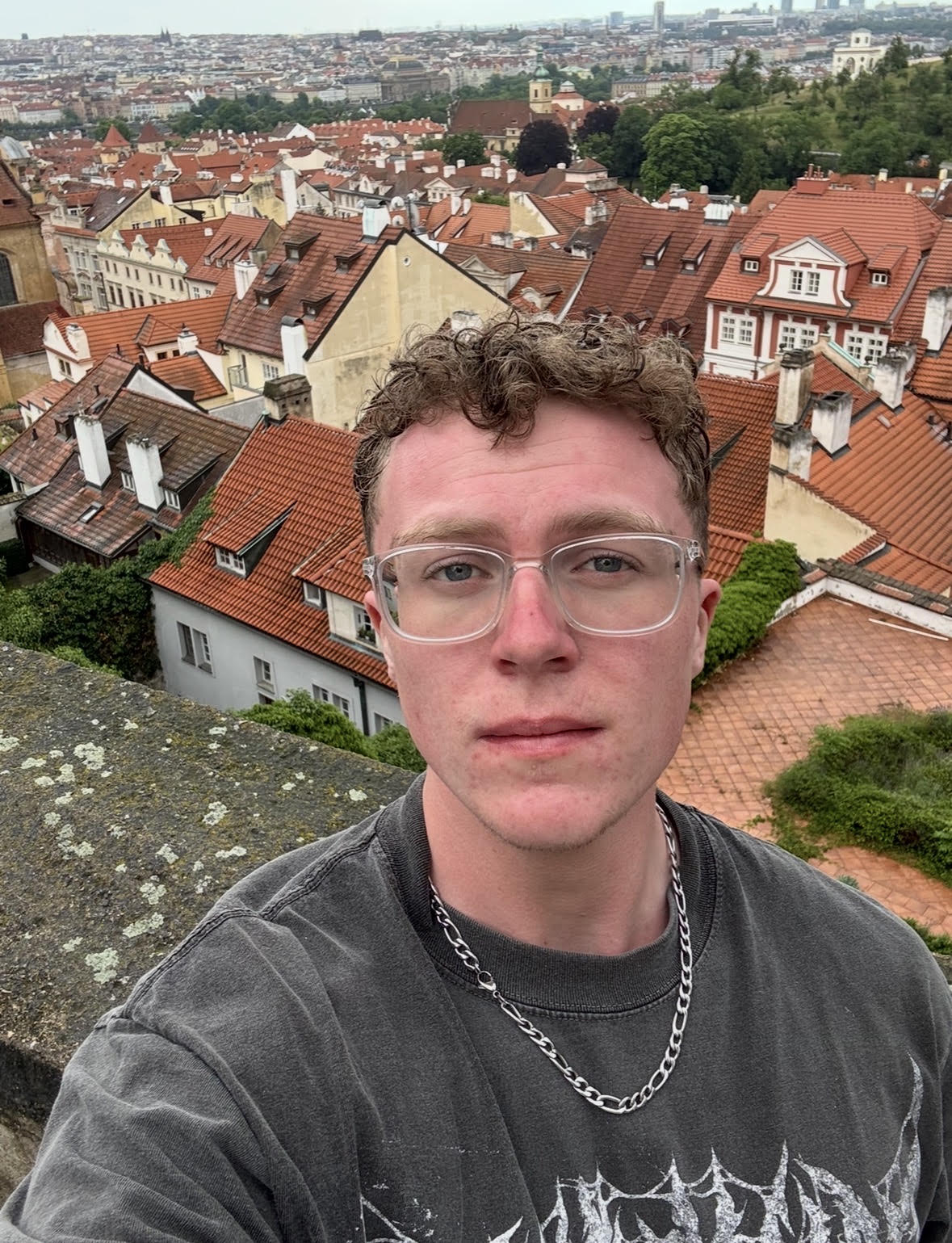 selfie of Thomas overlooking Prague